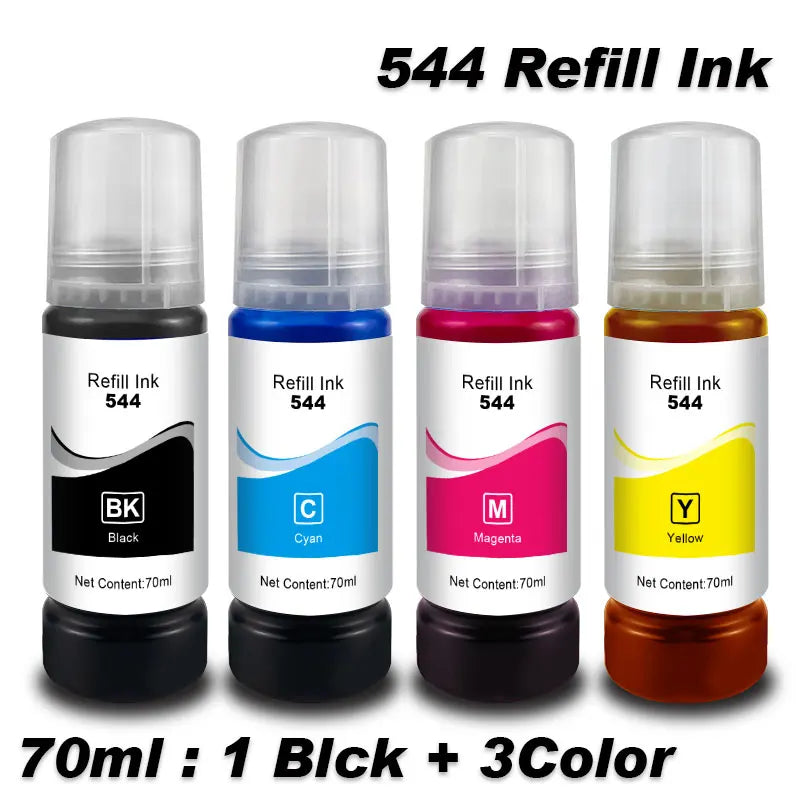 T544 Dye Ink Refill Kit 70ml for Epson EcoTank Printers L3150 L3110 L3100 L3210 L3250 L1110 5190