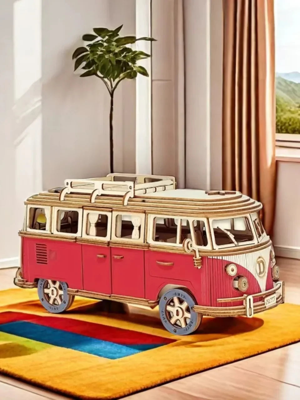 3D Puzzle Toy Wooden Car Style House Model for Parent Child Interactive Learning DIY Gift