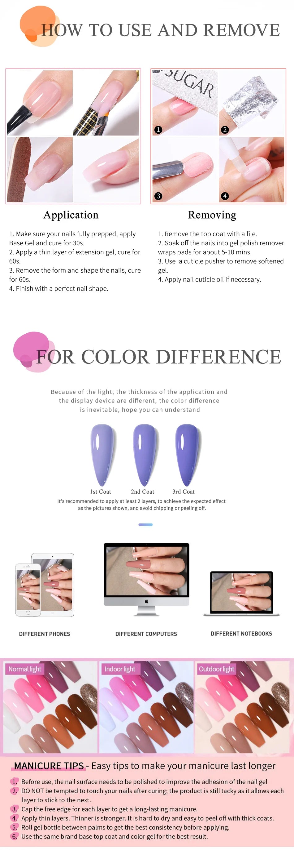 UR SUGAR 150g Transparent Nail Extension Gel for Acrylic French Nails Light Pink UV LED Semi Permanent Manicure