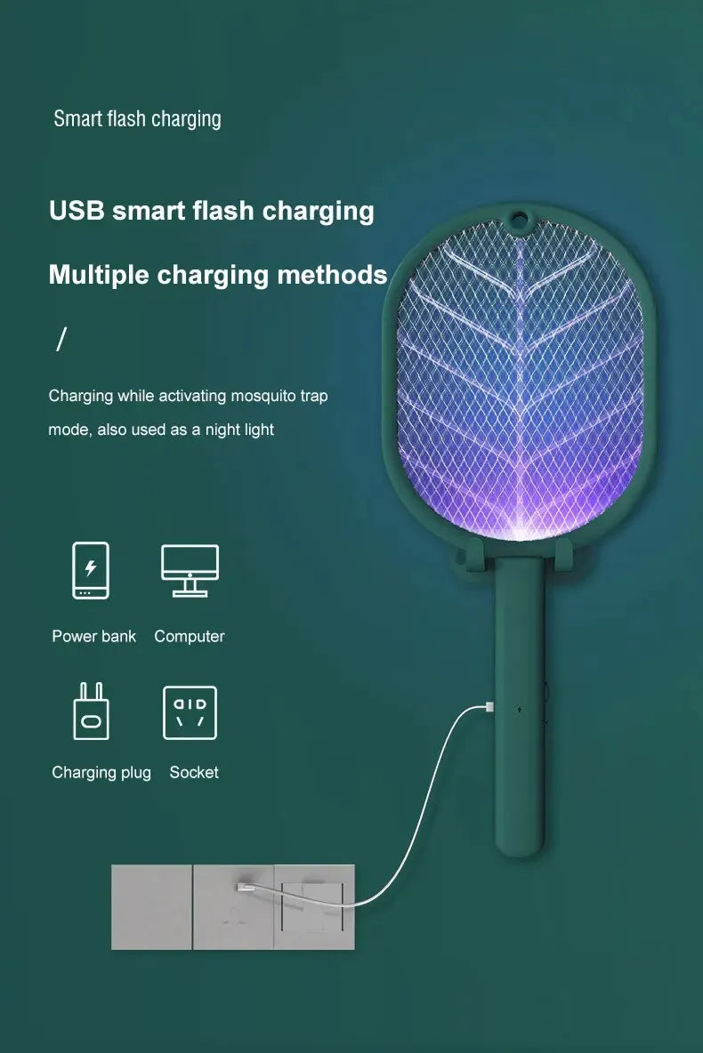 1pc Electric Mosquito Killer Swatter USB Rechargeable Safe Trap