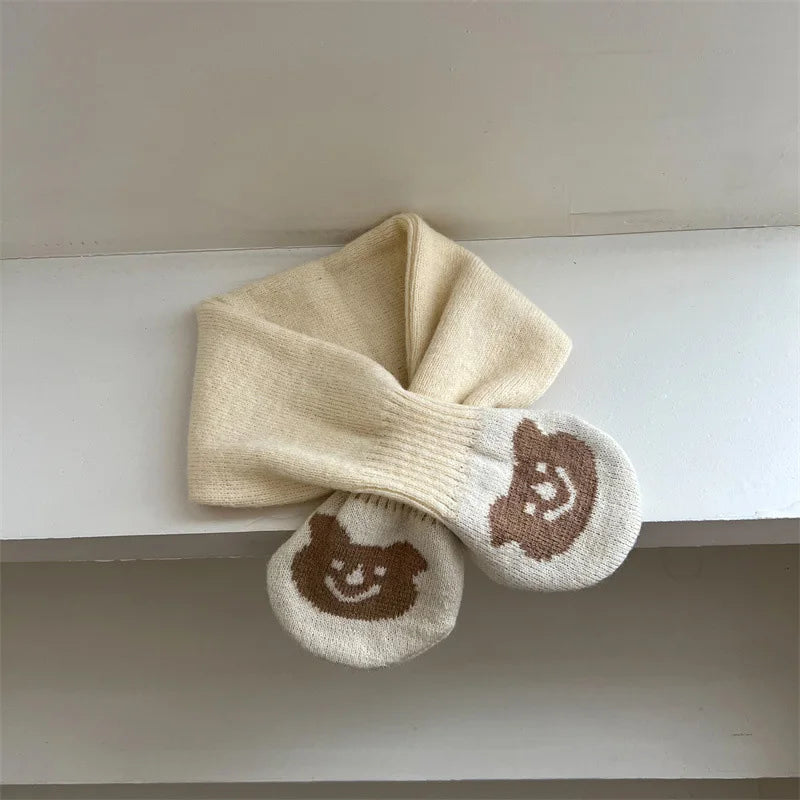 Simple Fashion Baby Scarf Candy Color Woolen Knitted Scarves for Kids Winter Warm Neckerchief
