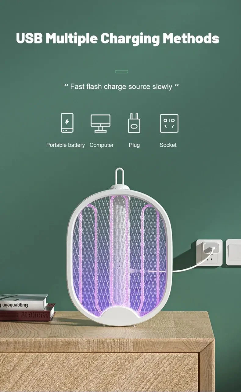 1 lámpara nueva para matar mosquitos, recargable por USB, eléctrica, plegable, matamoscas, 3000 V