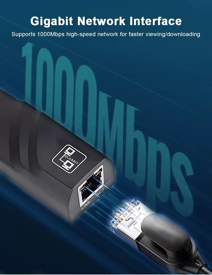 Adaptador DBIT Wi-Fi 3.0 HUB USB Ethernet Tipo C a RJ45 Tarjeta de red Gigabit Mini PC Computadoras de escritorio Accesorios para portátiles Plug and Play