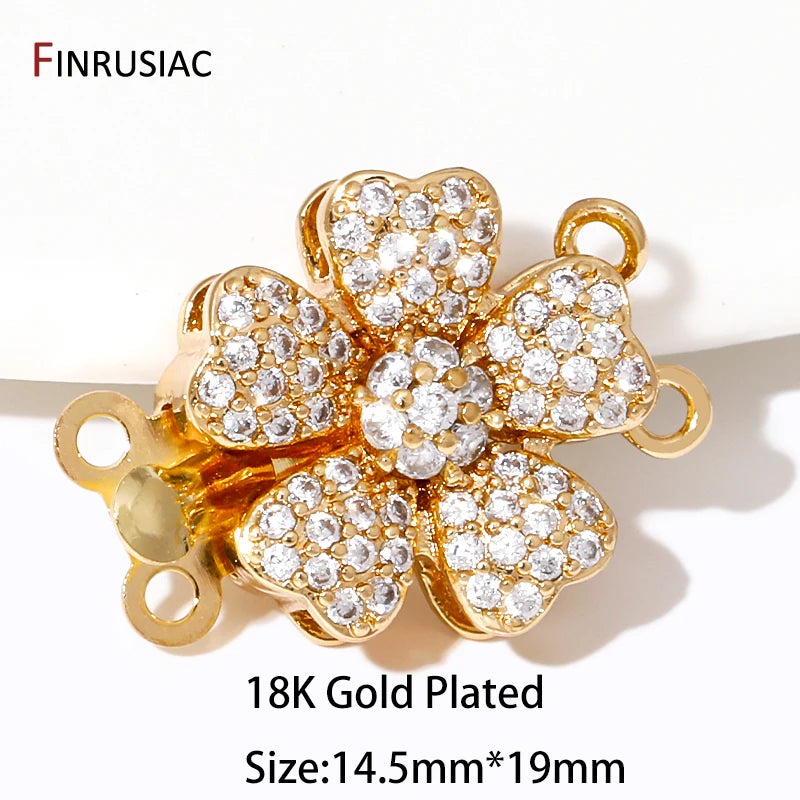 Multi Styles 18K Gold Plated Brass Flower Safety Clasps for DIY Jewelry