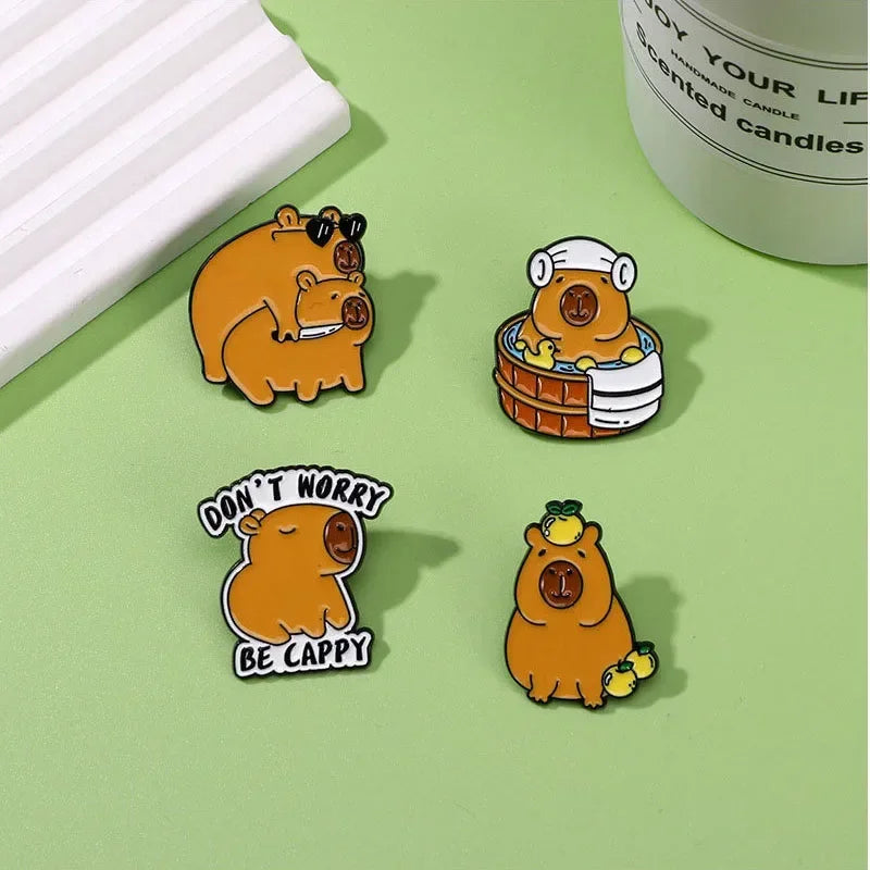 Elviragirl 1Pcs Cute Cartoon Capybara Enamel Brooch Pin