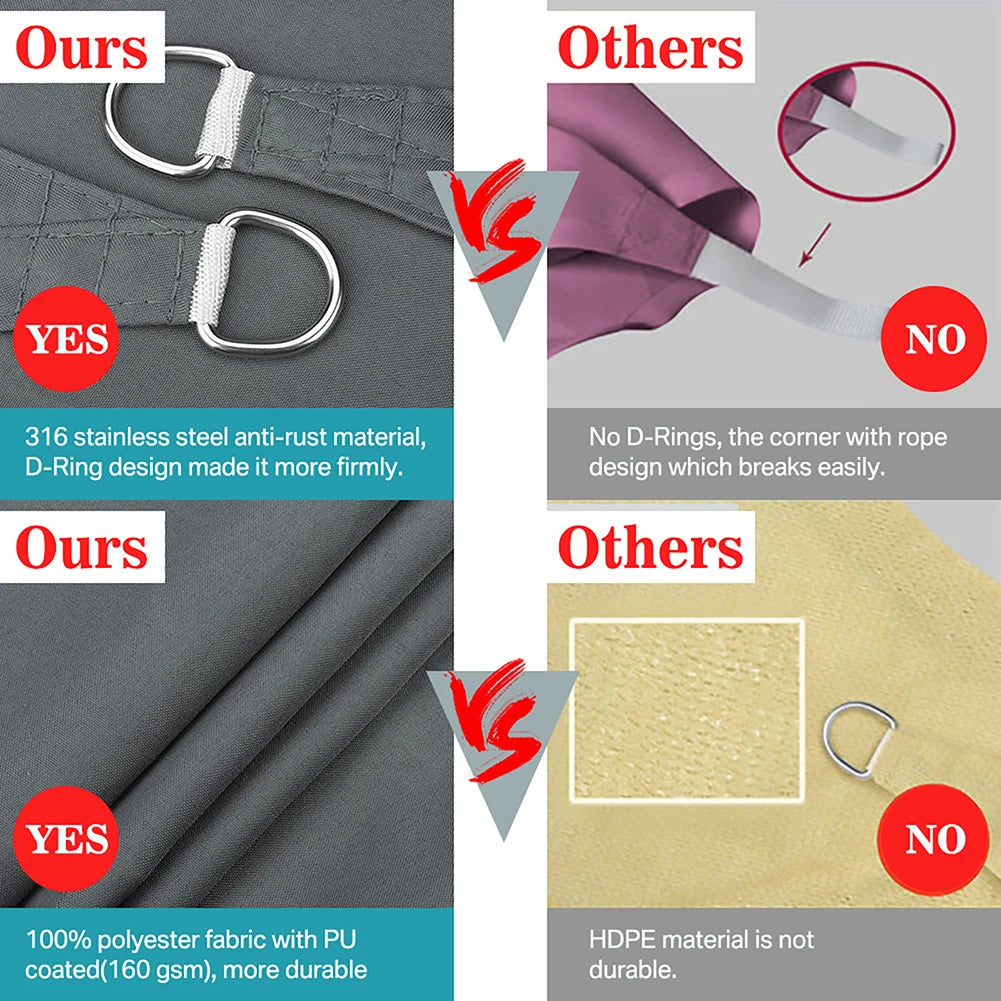 Toldo rectangular para toldo de 4 x 2/3/5/6 m, impermeable, protección contra la intemperie, protección UV, para patio, balcón, jardín