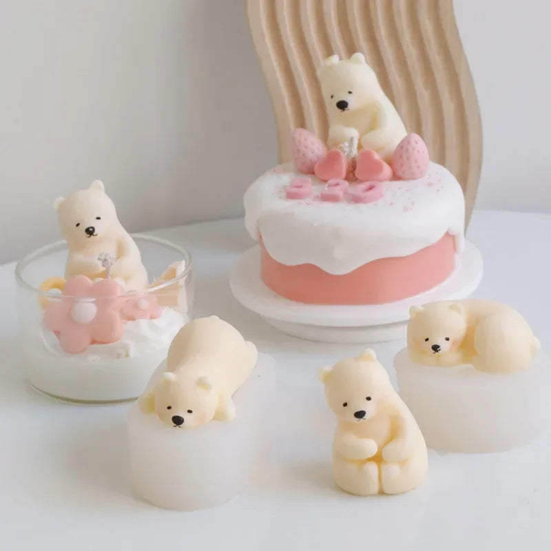 3D Cute Cartoon Bear Silicone Candle Mold Gift Making Kit