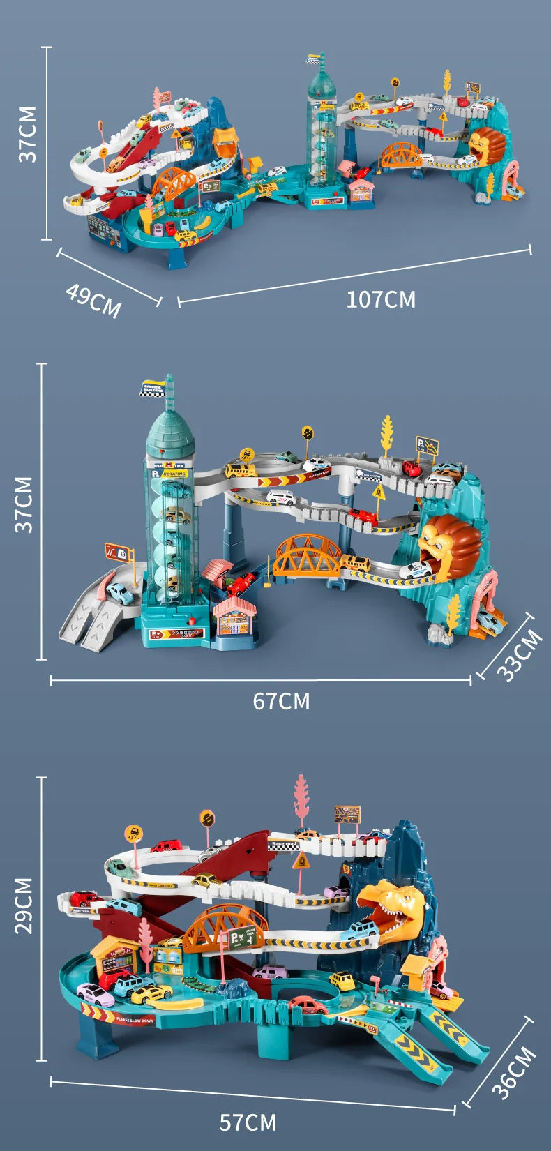 Lion Theme Car Track Set for Kids Educational Racing Toys with Diecast Cars Colorful Fun for Birthdays and Holidays