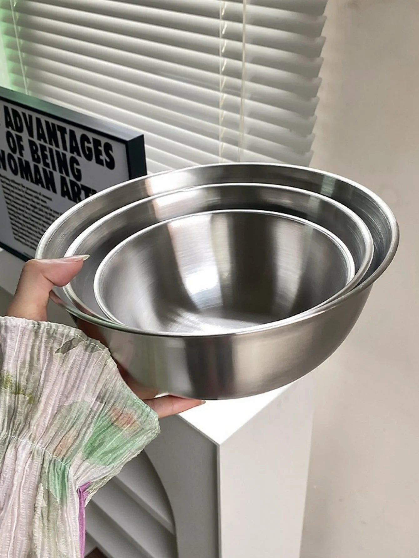 Stainless Steel Gold and Silver Salad and Noodle Bowl Elegant Kitchen Tableware Food Container