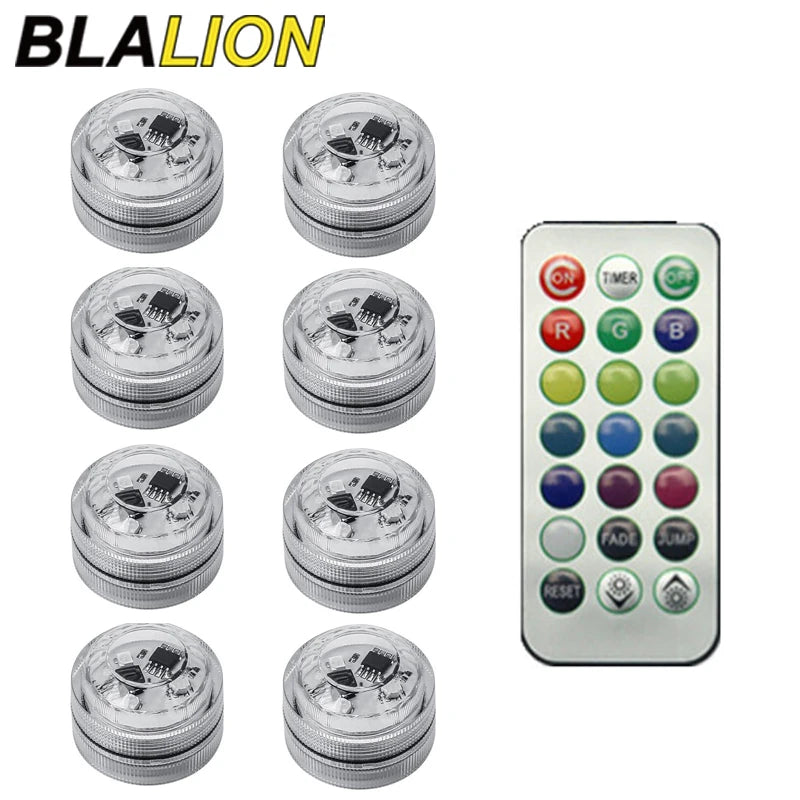BLALION Wireless Adhesive LED Car Interior Ambient Light Remote Control Auto Roof Foot Lamp Bicycle Tail Light