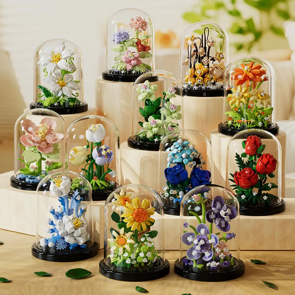 Building block flower eternal rose small particle building block assembly toy Birthday Christmas gift desktop decoration