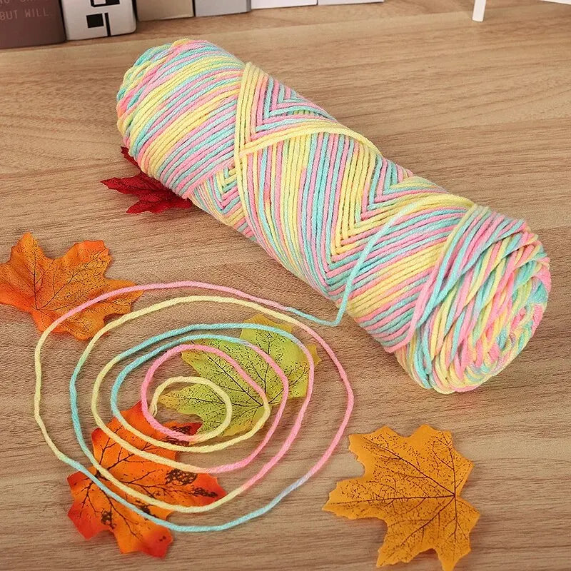 2 PCs Colorful 5-Strand Dyed Milk Cotton Baby Yarn DIY Scarf