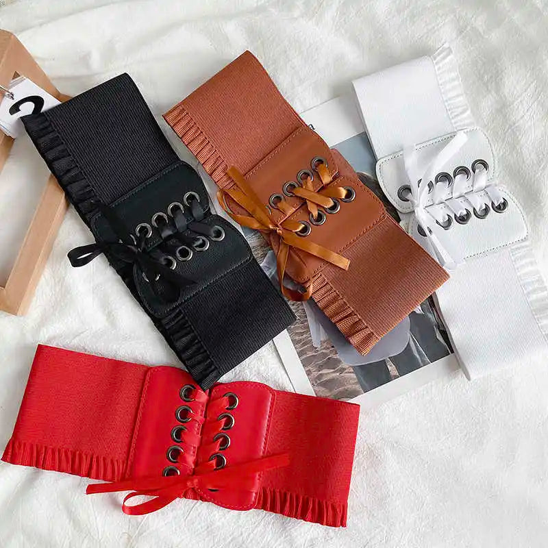 1pcs Women's Wide Black Belt with Buckle for Daily Wear