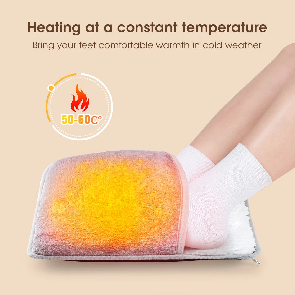 USB Foot Heating Pad - Soft Plush Washable Foot Warmer for Cozy Winter Comfort