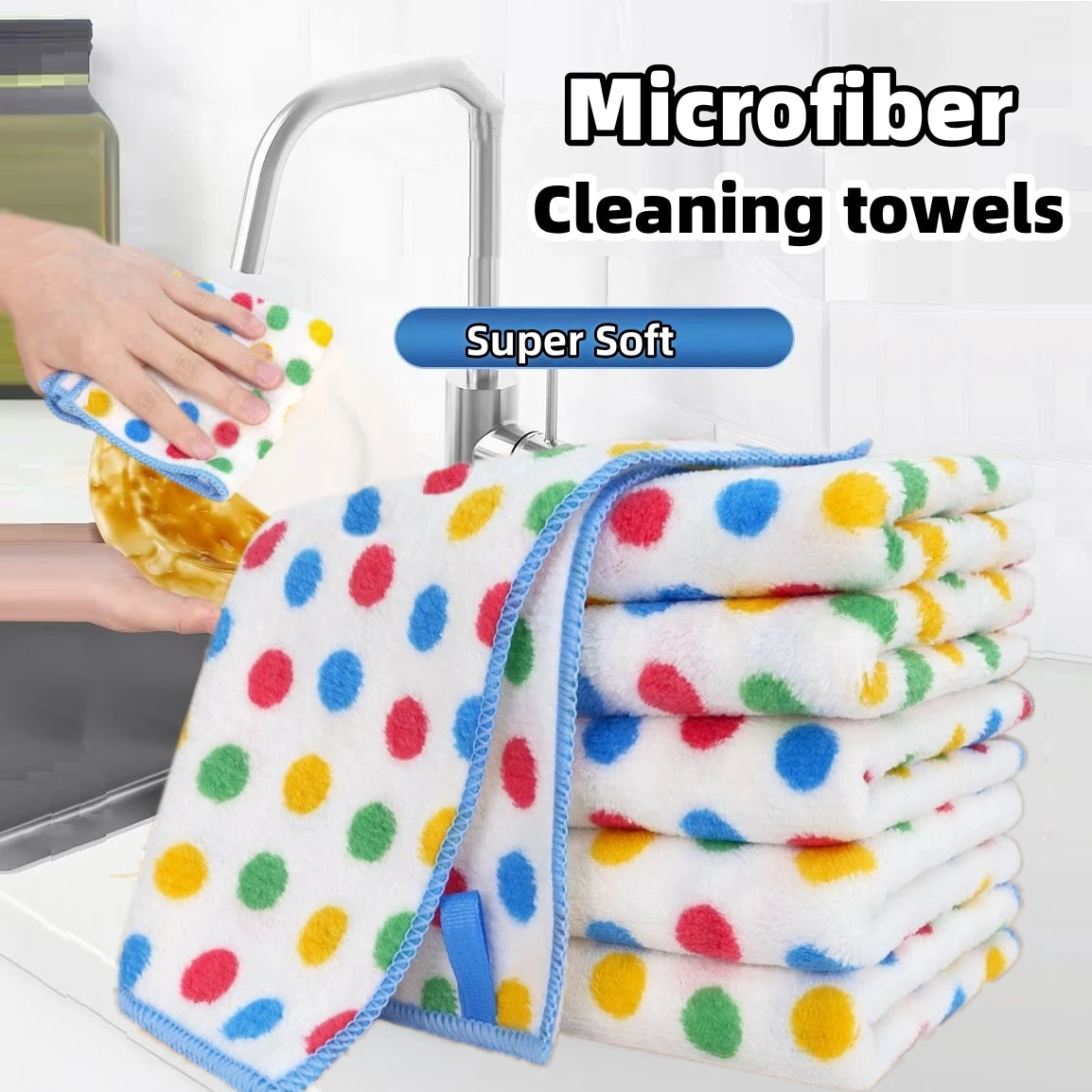 10PCS Microfiber Cleaning Cloths High Absorbent Dish Rags