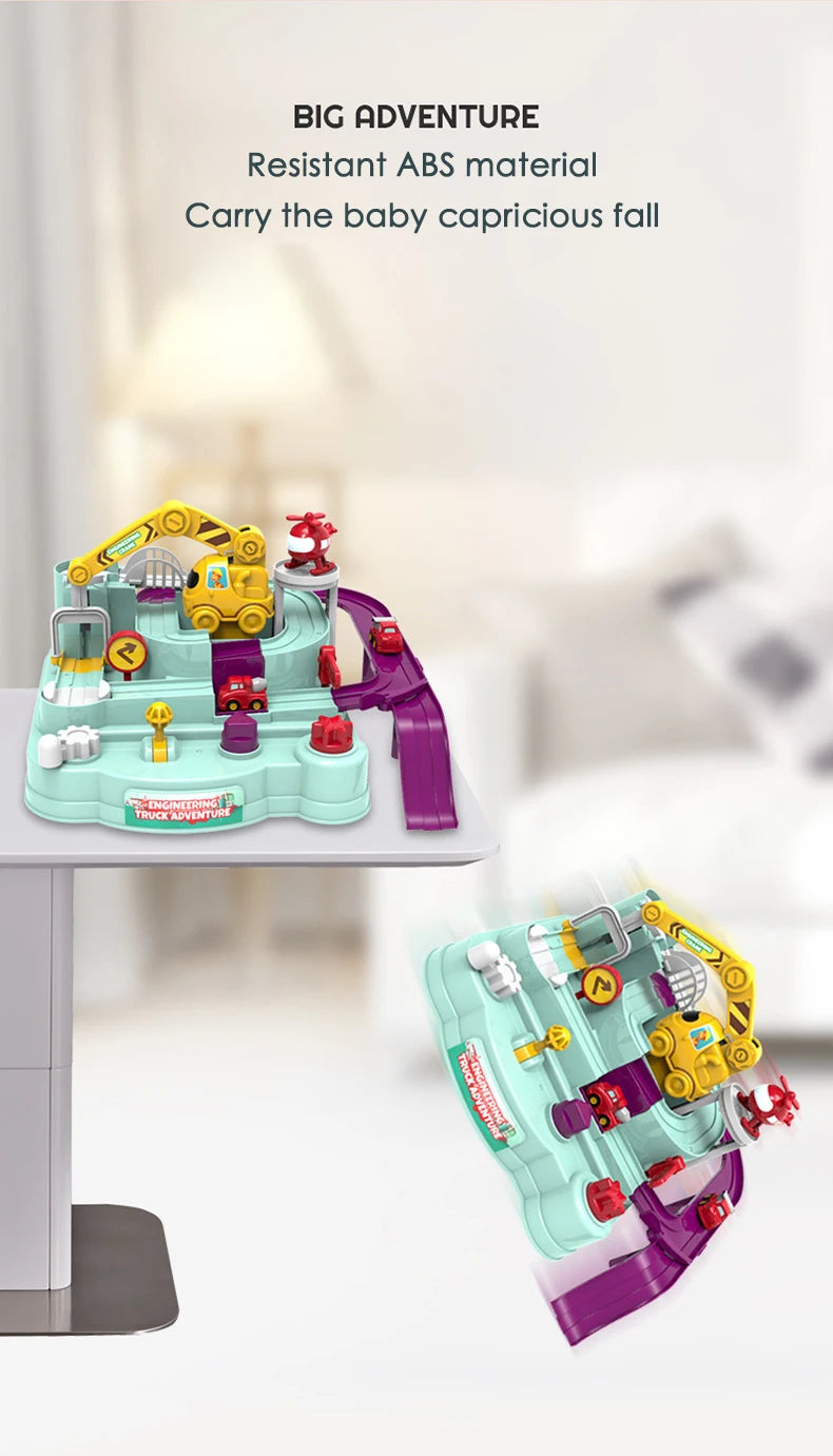 Racing Rail Car Model Educational Toy Set with Interactive Train Tracks for Children Adventure Game