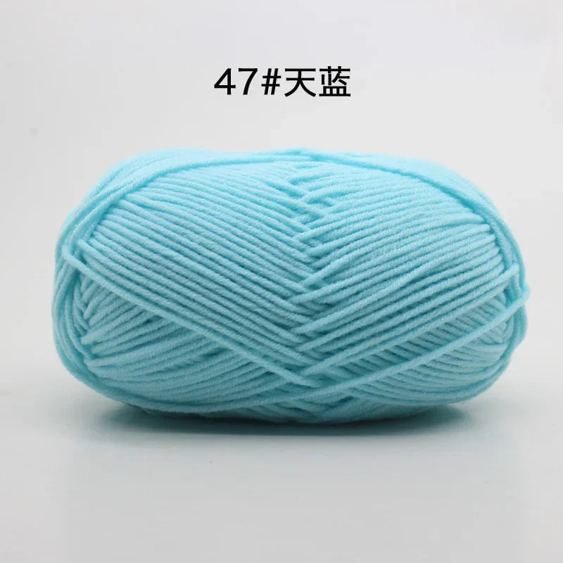 Likeecords 4-Strand Milk Cotton Yarn 60g Soft Baby Yarn for Knitting and Crochet