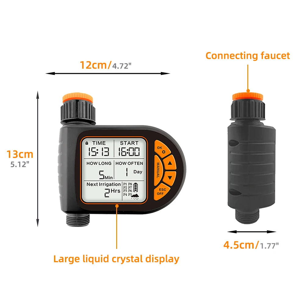 Garden Smart Timer Irrigation Set 5-50M 1/4 inch IPX5 Waterproof Automatic Watering Controller for Lawns and Plants