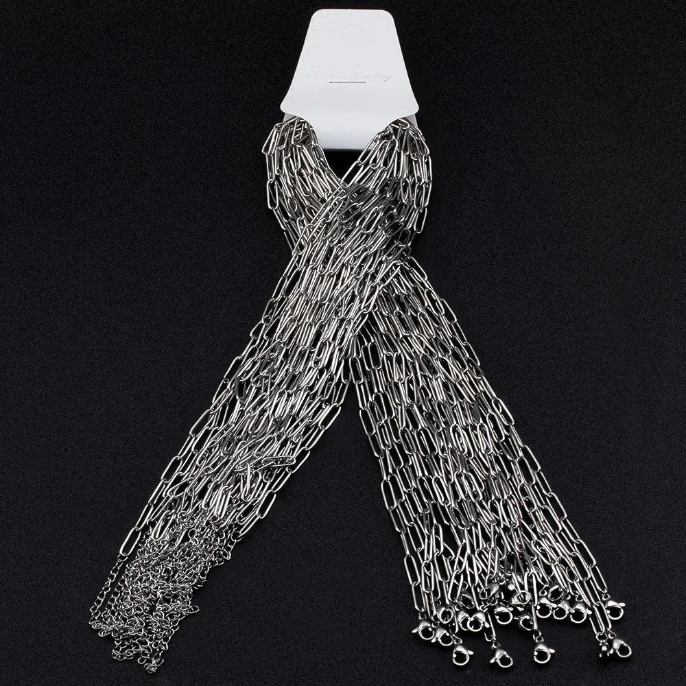 5pcs Adjustable Stainless Steel Necklace Chains for DIY Jewelry