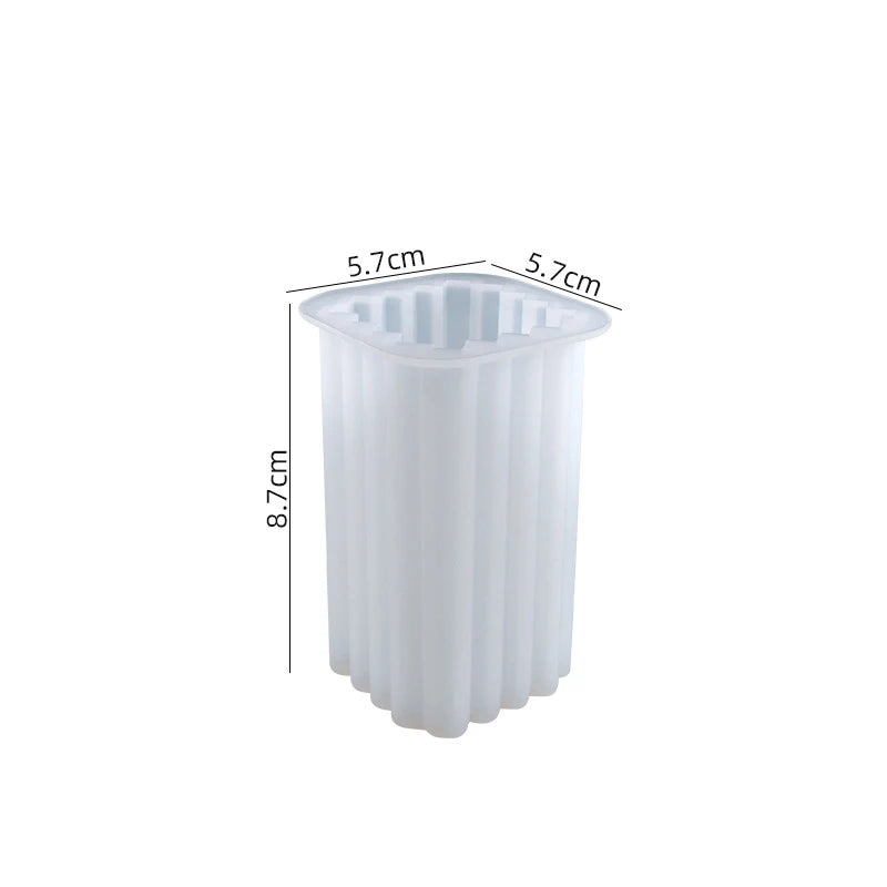 Classical Striped Roman Cylindrical Silicone Candle Mold for DIY Handmade Candles