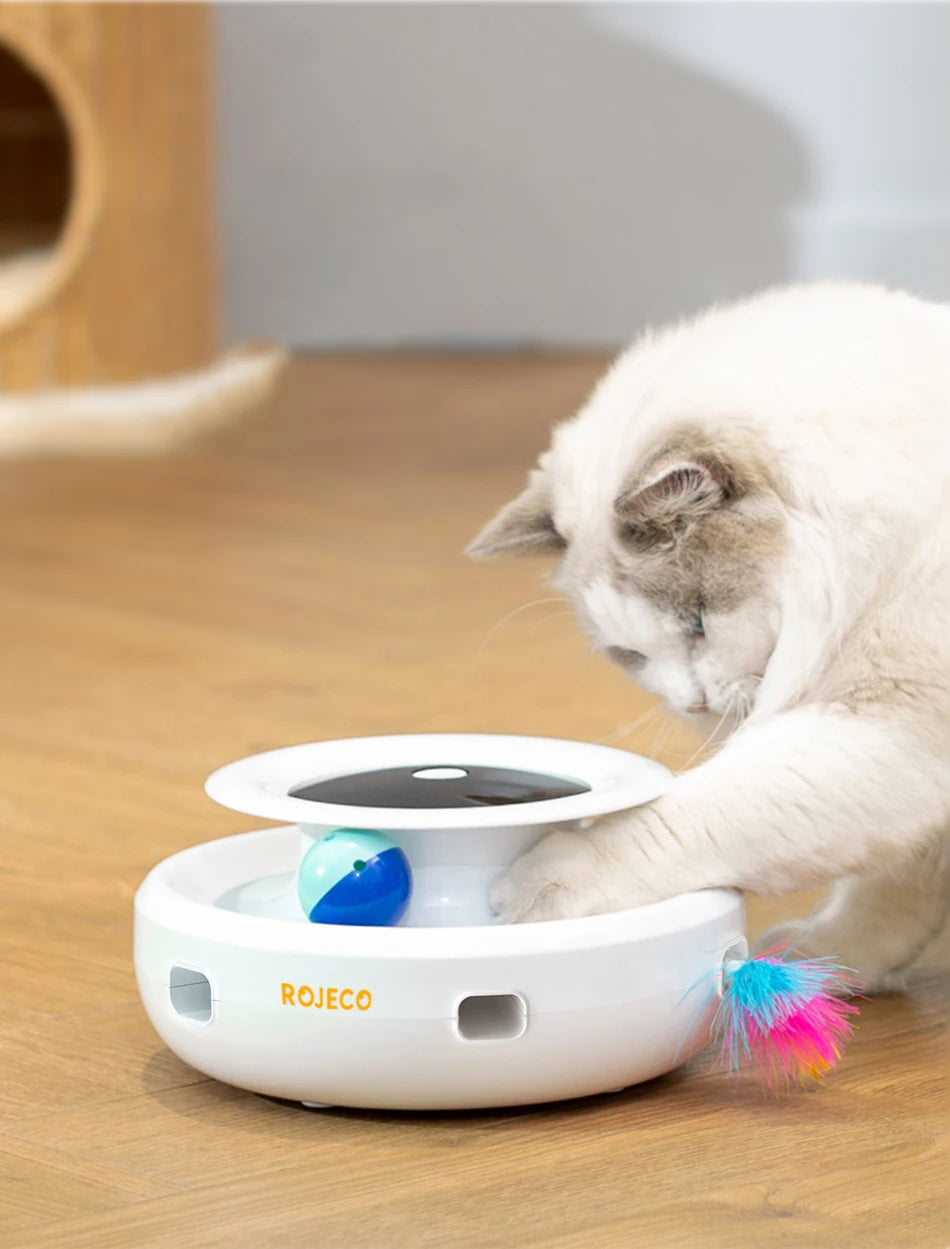 ROJECO 2 in 1 Smart Cat Toys Automatic Feather Ball Set