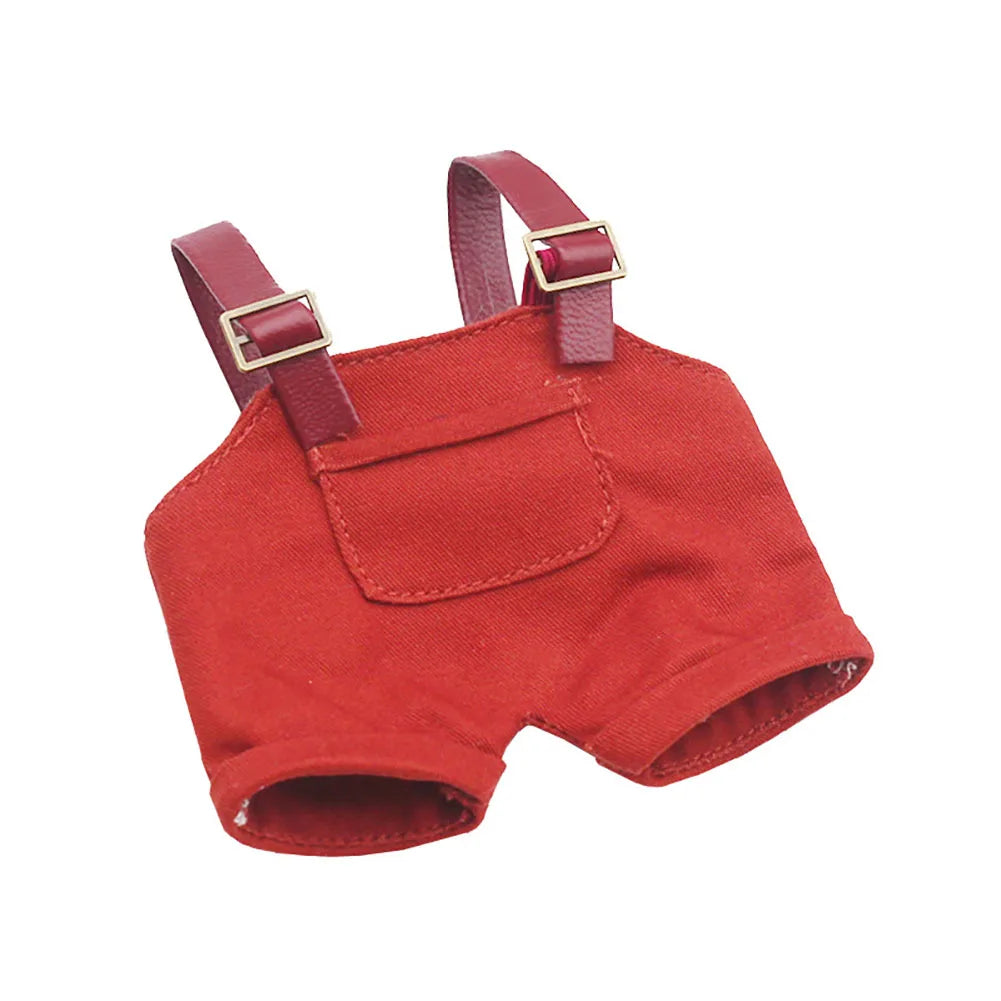 17cm Mini Doll's Clothes Outfit Accessories For Labubu V1 V2 Striped Overalls Hats Glasses Shoes Gift Set