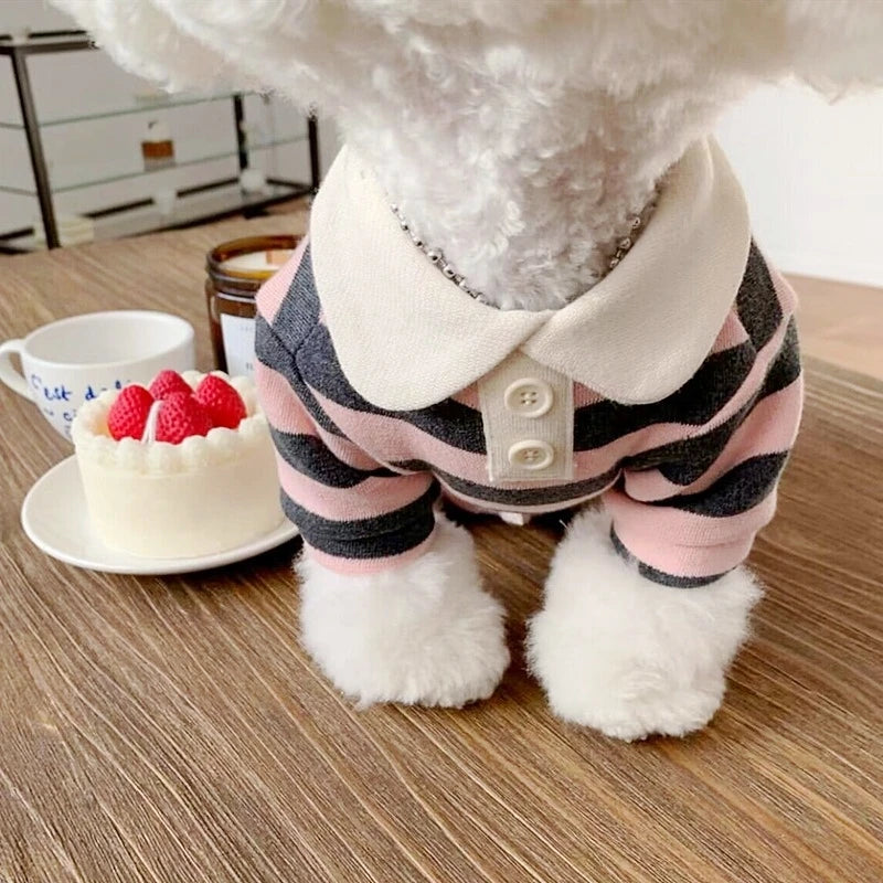 Summer Polo Shirt for Dogs Puppy Clothes Bichon Frise Chihuahua Stripe Dog Sweatshirt Dog Cooling Vest for Small and Medium Dogs