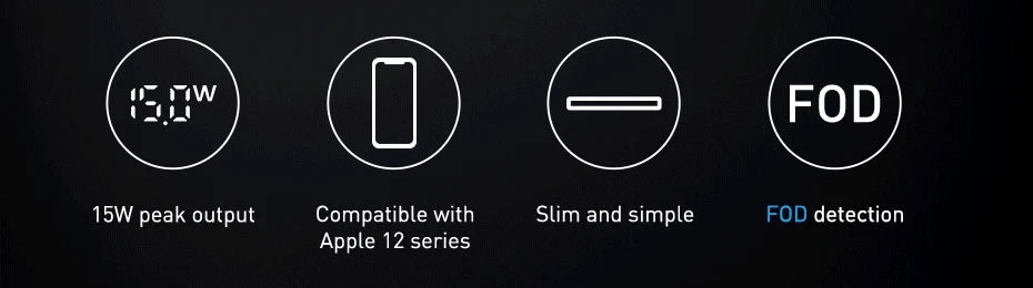 Baseus 15W Fast Wireless Charger Pad with LED Display for iPhone 15 14 and Samsung Devices