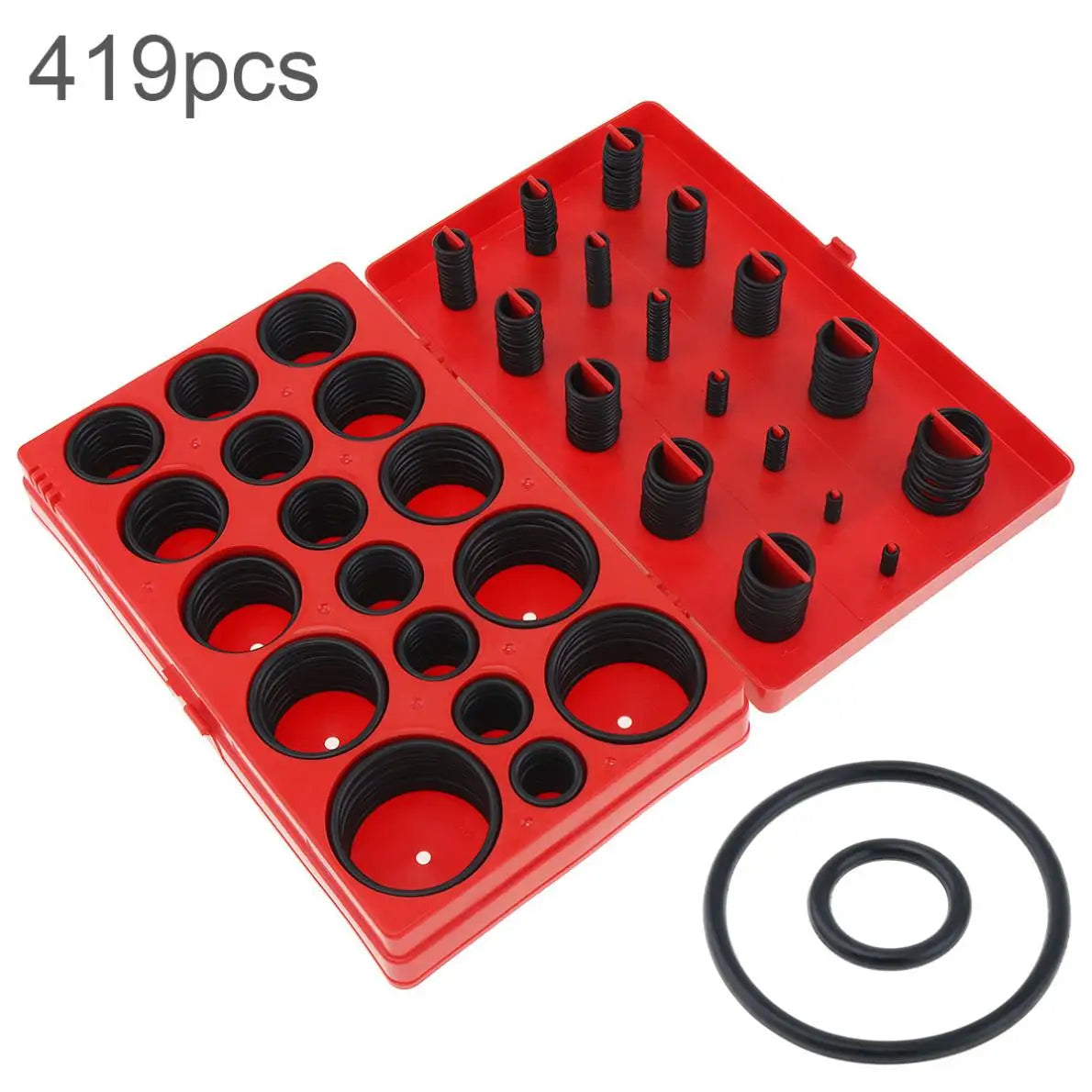 419PCS Universal O-Ring Assortment Set with 32 Sizes of Nitrile Rubber Seals for Plumbing Automotive and Faucet Repairs