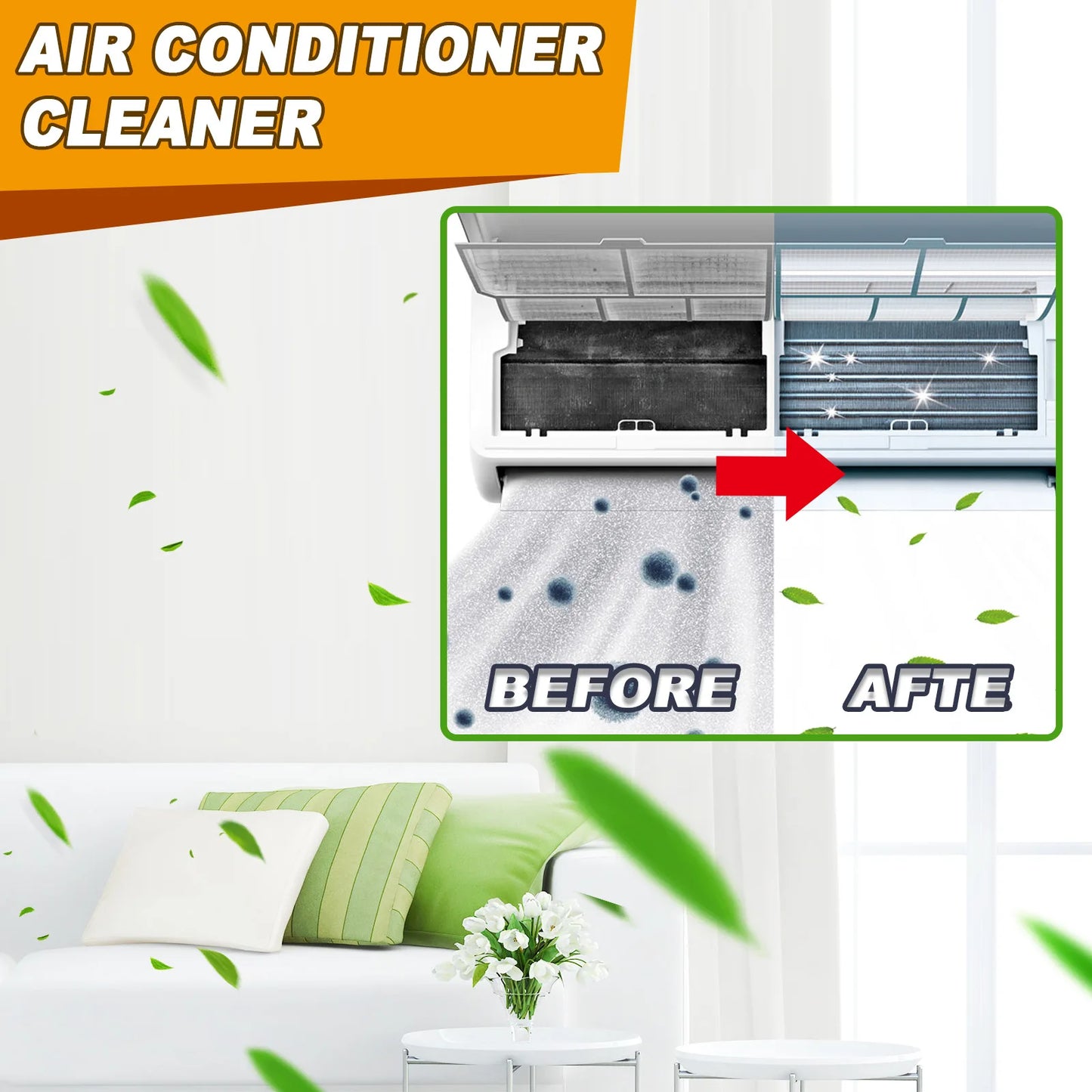 Air Conditioner Cleaner Foam Spray Deodorizer for Coils and Fans Powerful Dirt Removal and Odor Elimination