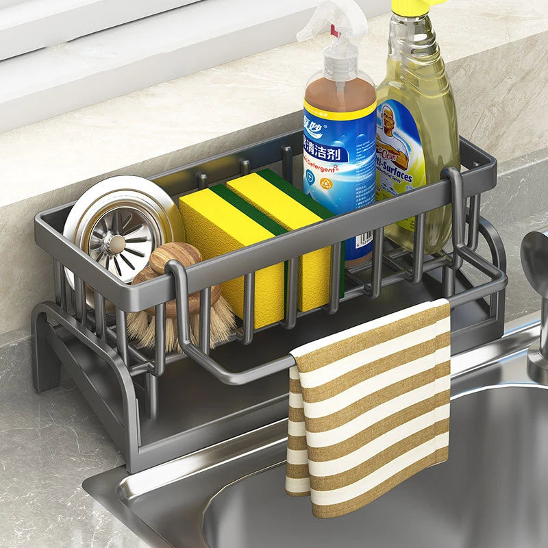 Stainless Steel Kitchen Sink Drain Rack Sponge Holder Soap Drainer Towel Organizer Shelf Accessories