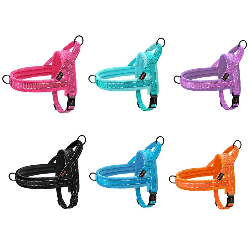 Warm Dog Harness Vest for Winter Soft Padded Adjustable Pet Training Harness for Small Large Dogs Bulldogs and Pugs