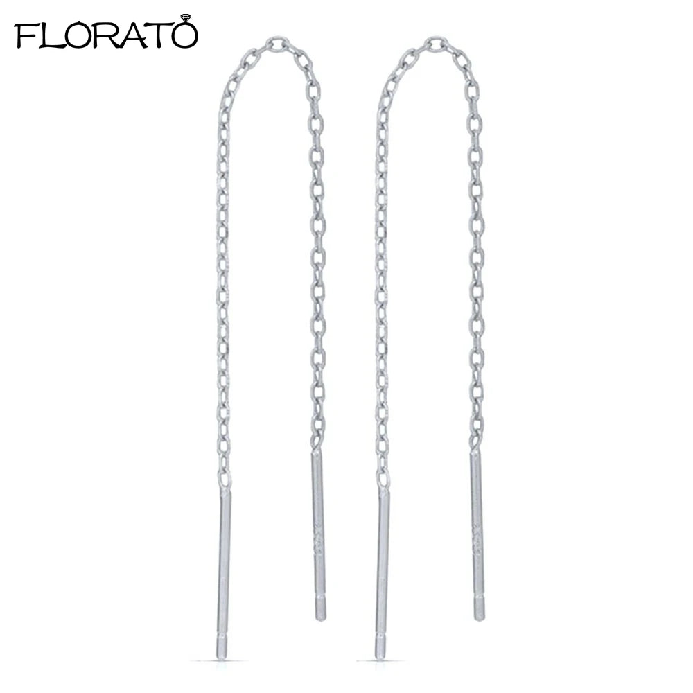 Charming 925 Sterling Silver Long Chain Threader Earrings for Women Fashion Jewelry