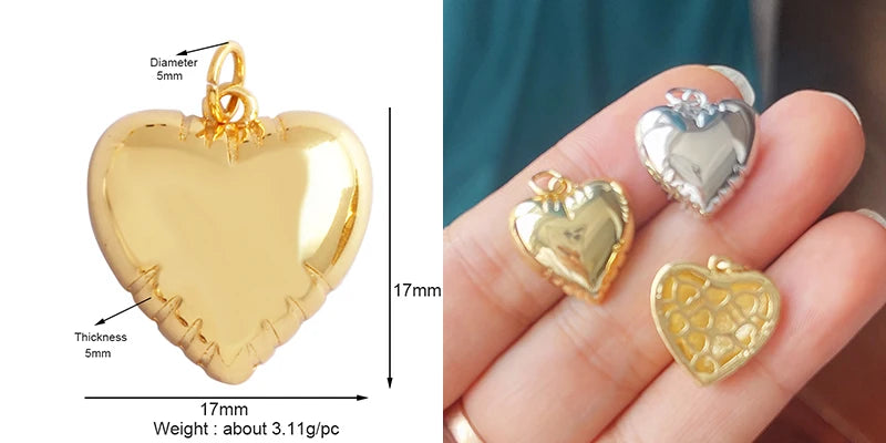 Classics Love Heart Star Zircon Focal Charm Pendant 18K Gold Plated Shell Pearl Jewelry
