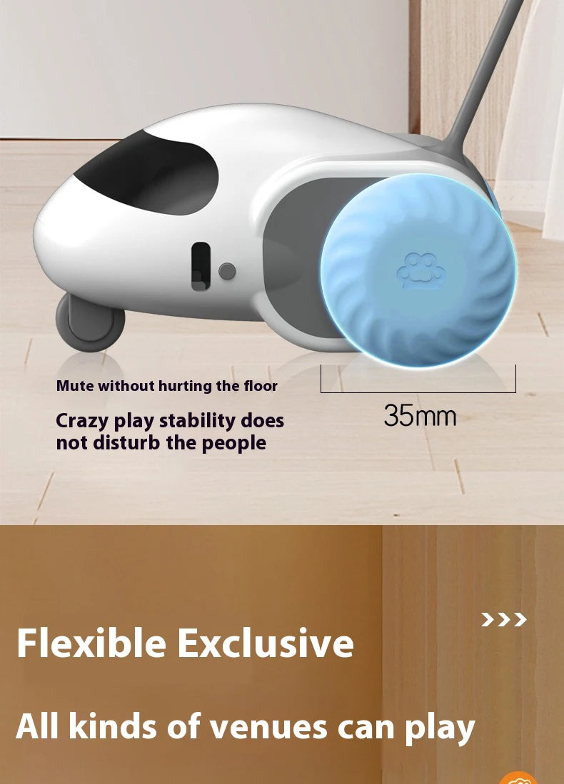 Smart Interactive Cat Toy Car Auto-Running Vehicle with Obstacle Detection for Indoor Cats
