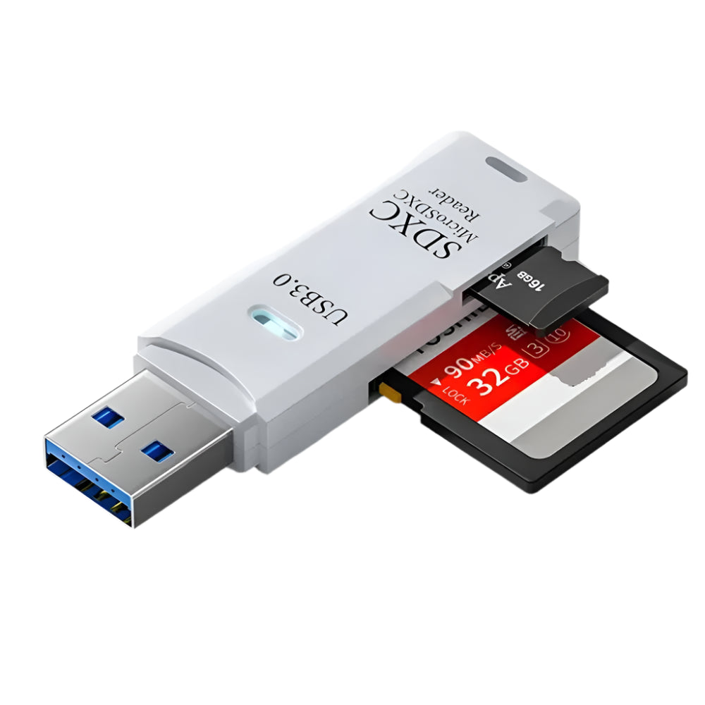 Multi Functional 2-in-1 High-Speed USB 3.0/2.0 Card Reader for TF and SD