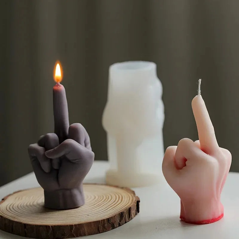 3D Middle Finger Silicone Candle Mold for DIY Crafts and Gifts
