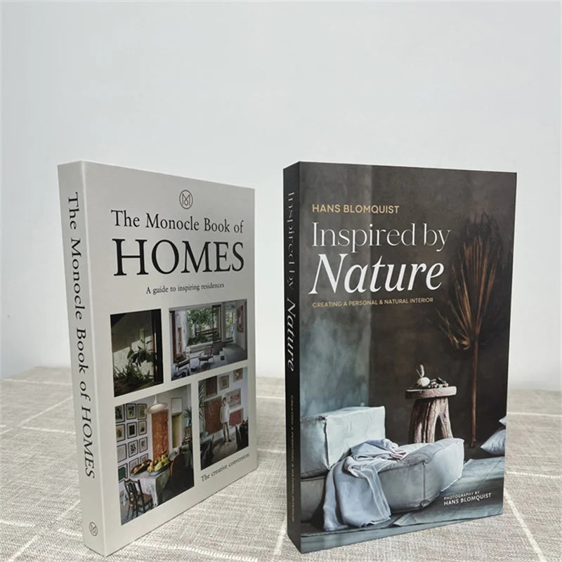 2 Piece Luxury Fake Book Decoration Set for Home and Cafe Decor Vintage Style Ornaments for Study and Club