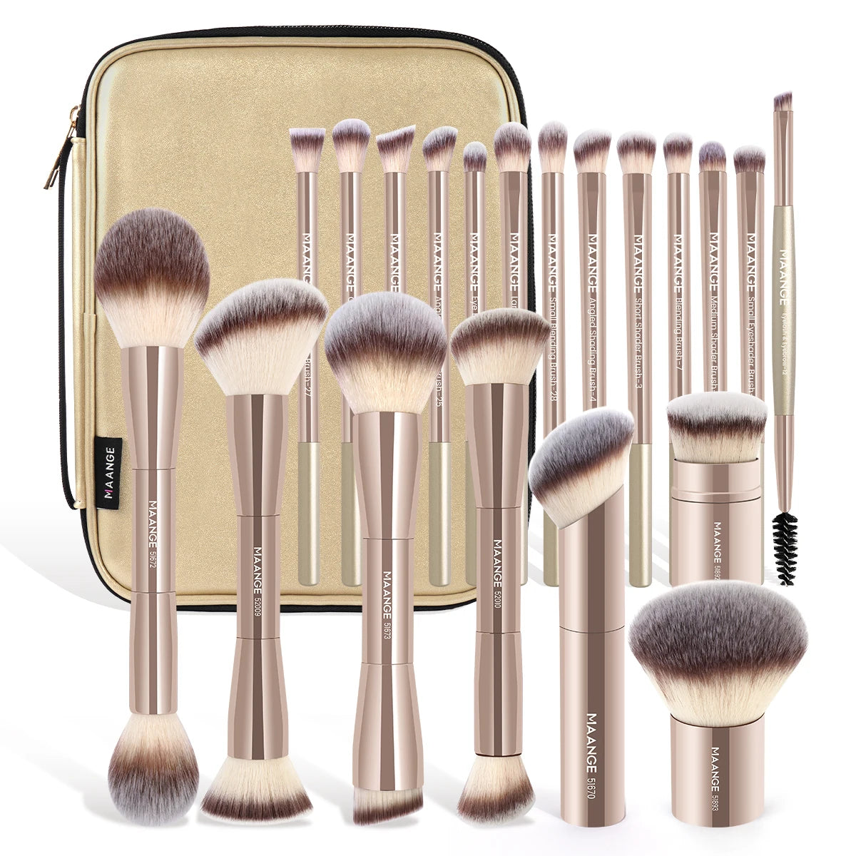 MAANGE 20 Piece Professional Makeup Brush Set with Dual Ended Brushes and Storage Bag