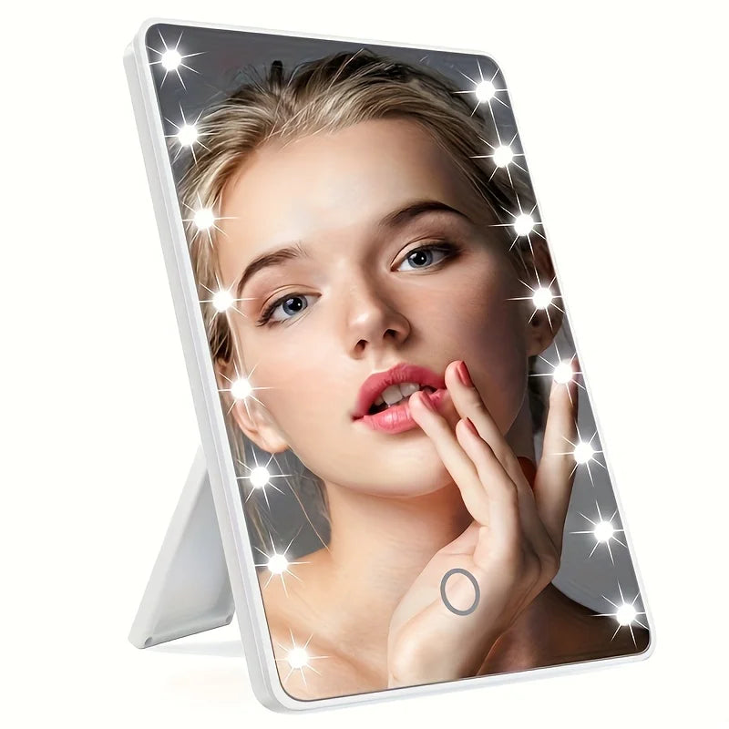 Makeup Mirror With 16 LEDs Touch Dimmer USB Battery Operated Portable Cosmetic Mirror For Tabletop Bathroom And Travel