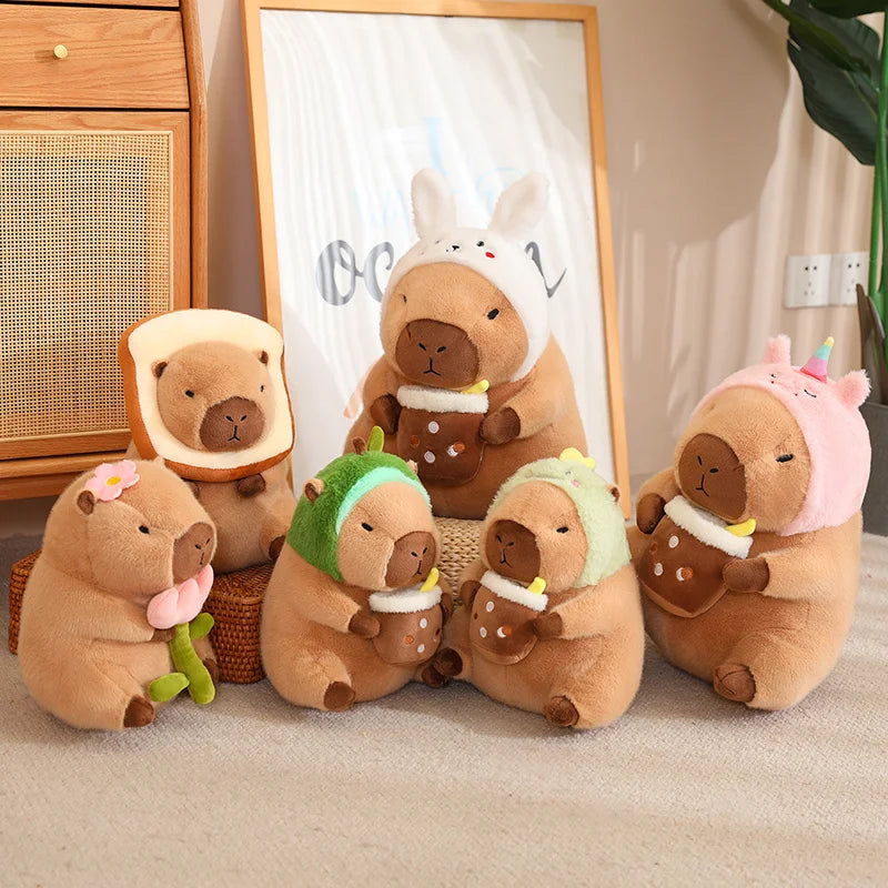 Lotus Leaf Capybara Plush Toy with Unicorn and Dinosaur Design