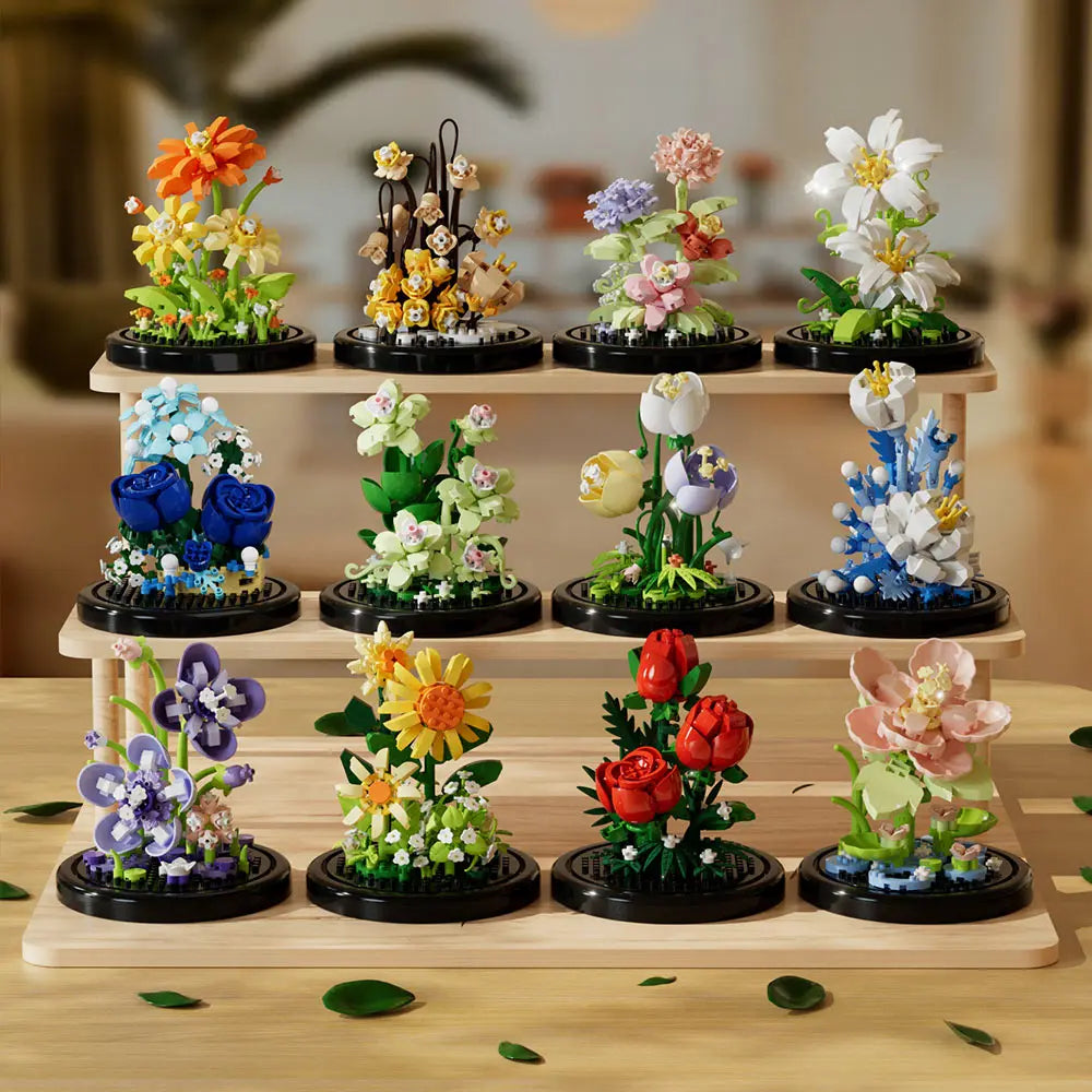 Building block flower eternal rose small particle building block assembly toy Birthday Christmas gift desktop decoration