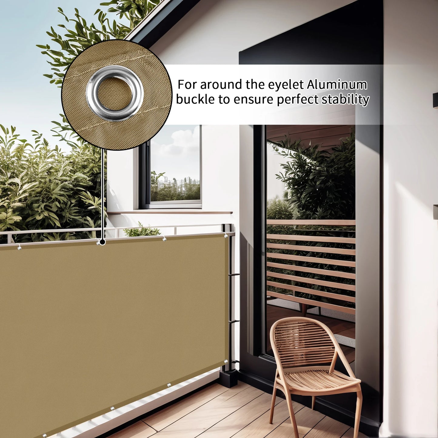 Balcony Privacy Screen Cover Waterproof Shade Cloth with 95 Percent UV Protection for Patio Deck Garden and Pool Decor