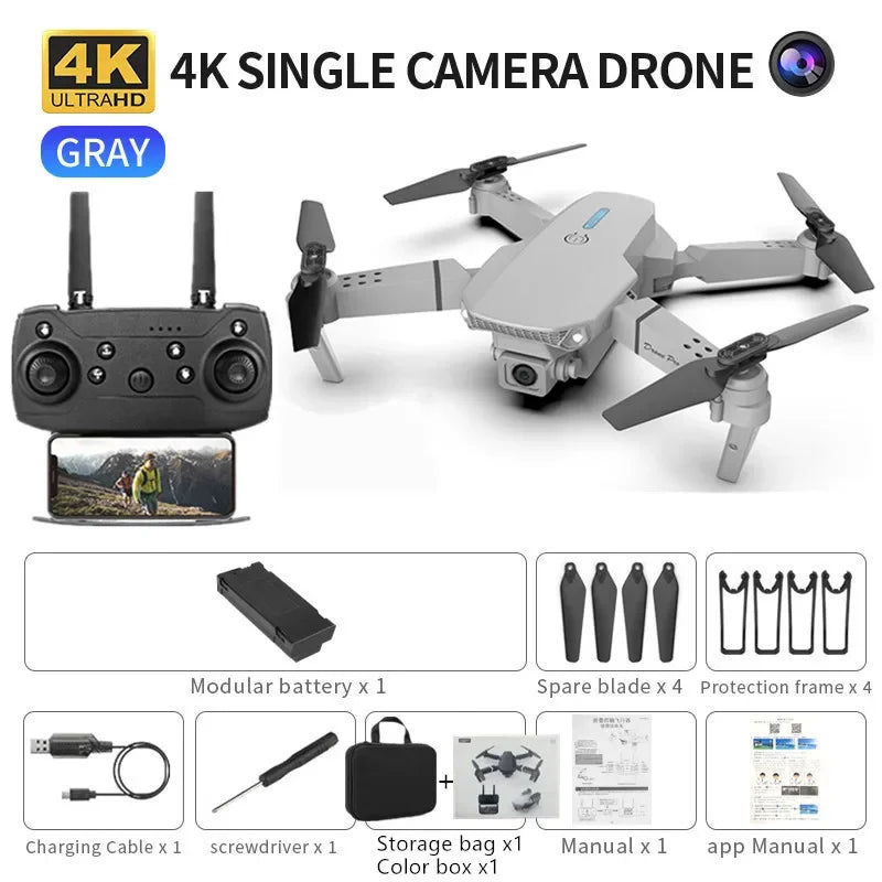 Professional Mini Remote Control Drone E88 4K HD Camera Wifi FPV Folding Quadcopter Gift for Kids