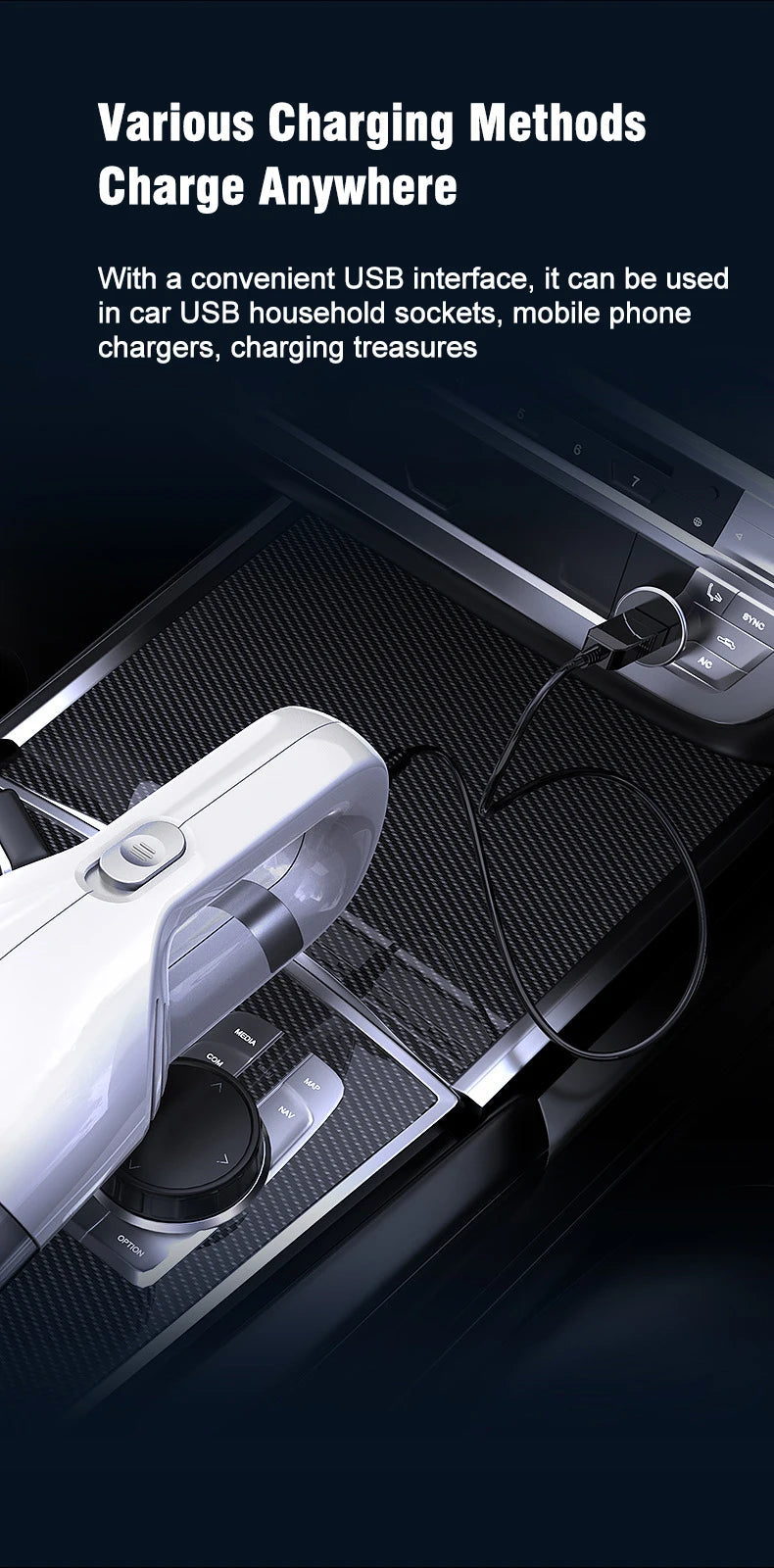 Aspiradora de mano para el hogar, recargable, portátil, para coche, hogar, doble propósito, inalámbrica, recogedora de polvo para pelo de mascotas, 10 000 PA