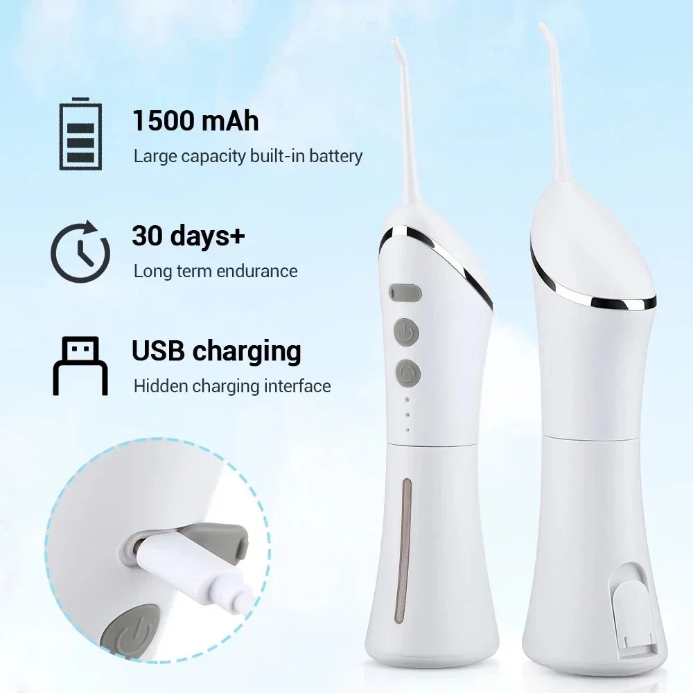 Electric Tooth Flosser High Pressure Jet USB Rechargeable Oral Irrigator with Whitening Technology