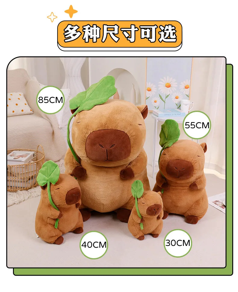 Lotus Leaf Capybara Plush Toy with Unicorn and Dinosaur Design
