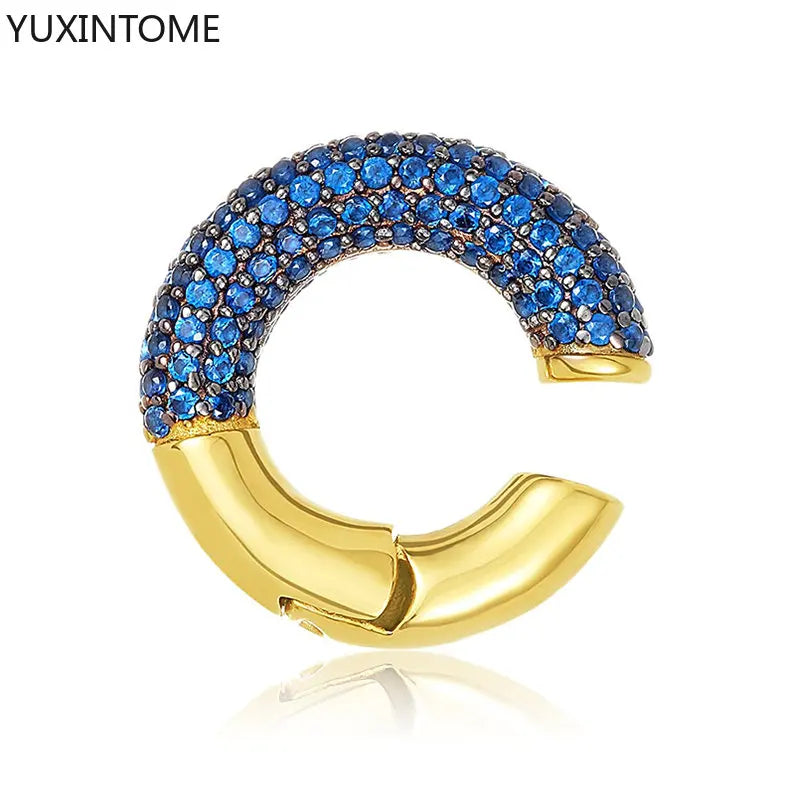 1PC Pave Color Crystal Ear Cuff Adjustable Gold Clip Jewelry