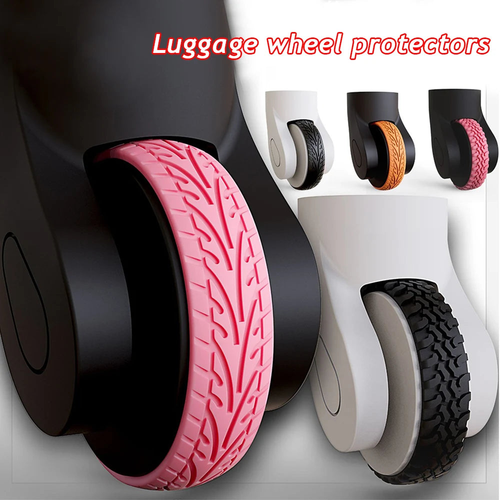 4PC Silicone Suitcase Wheel Protection Case for Quiet Travel