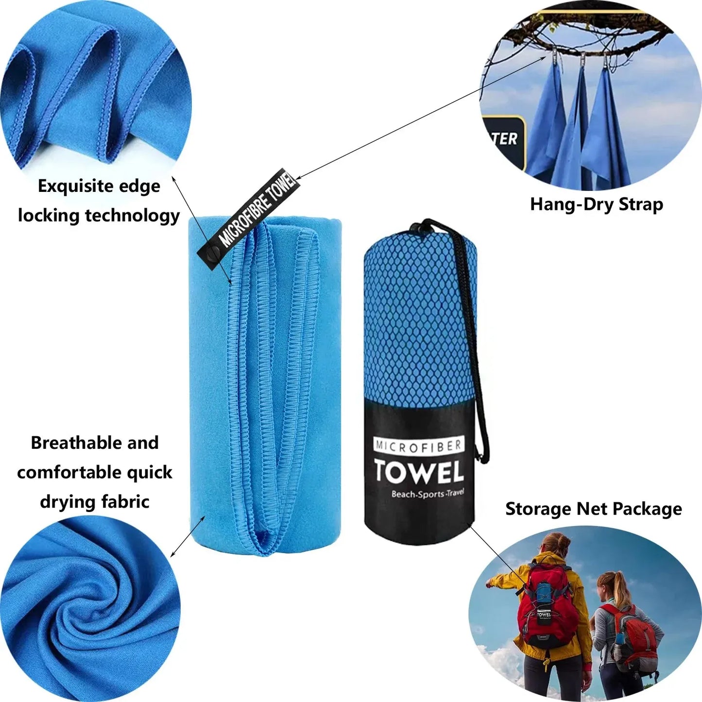 Quick-Dry Sports Towel Microfiber 40X80/76X152CM for Gym Yoga Hiking Beach